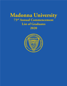 Madonna University 73Rd Annual Commencement List of Graduates 2020