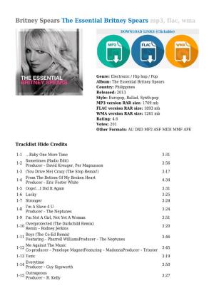 The Essential Britney Spears Mp3, Flac, Wma