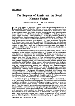 The Emperor of Russia and the Royal Humane Society Norah H