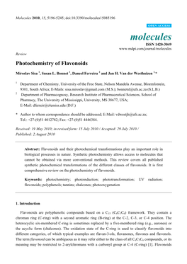 Photochemistry of Flavonoids