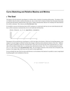 Curve Sketching and Relative Maxima and Minima the Goal