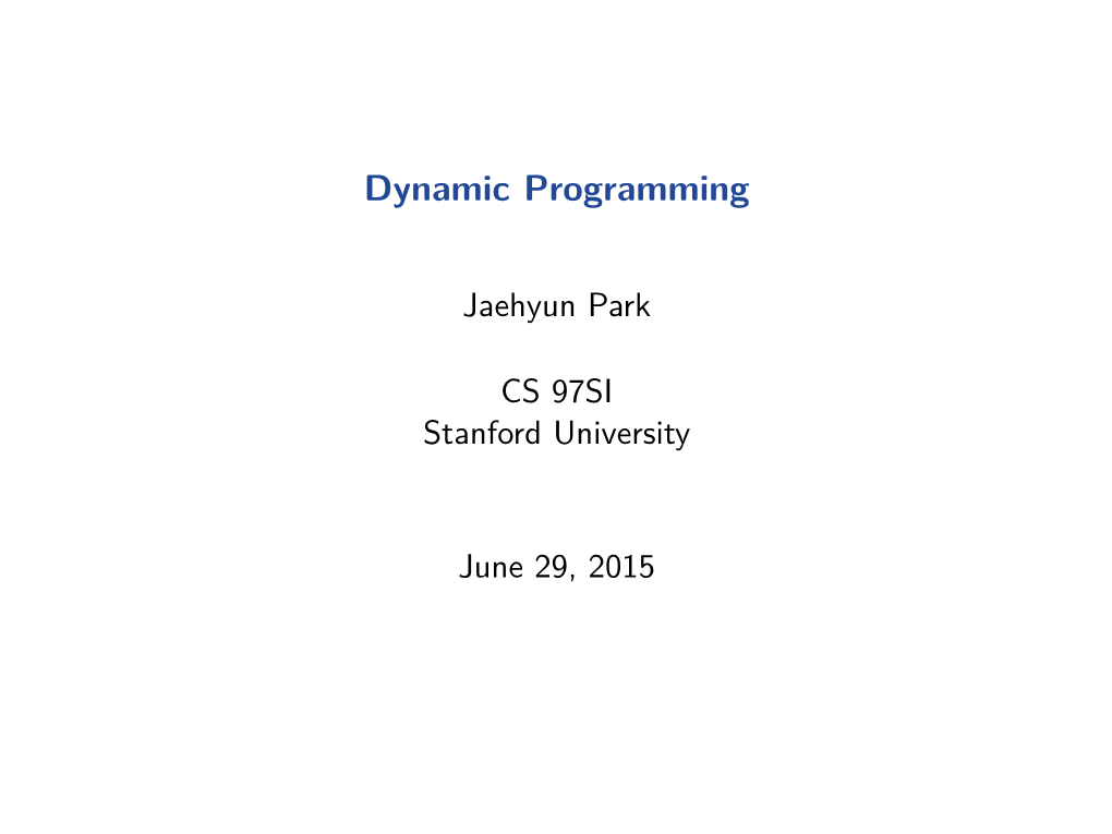 Dynamic Programming