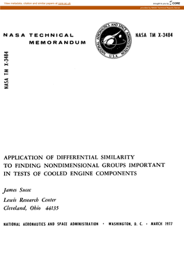 Application of Differential Similarity to Finding Nondimensional Groups Important in Tests of Cooled Engine Components