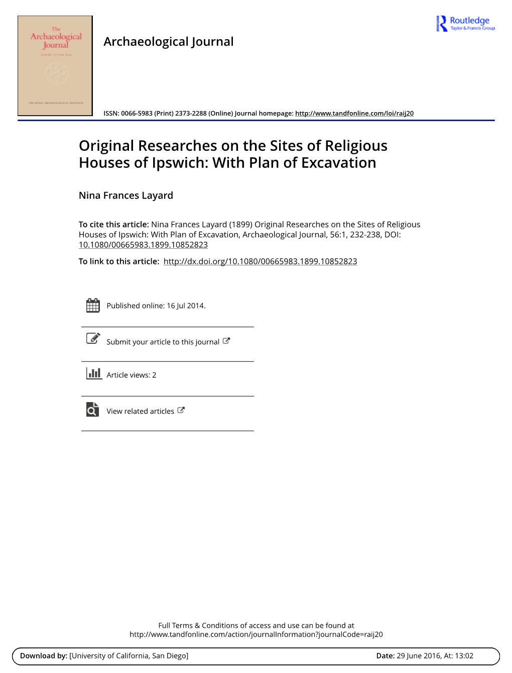 Original Researches on the Sites of Religious Houses of Ipswich: with Plan of Excavation