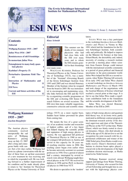 ESI NEWS Volume 2, Issue 2, Autumn 2007