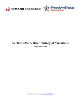 Section 215: a Brief History of Violations September 2019