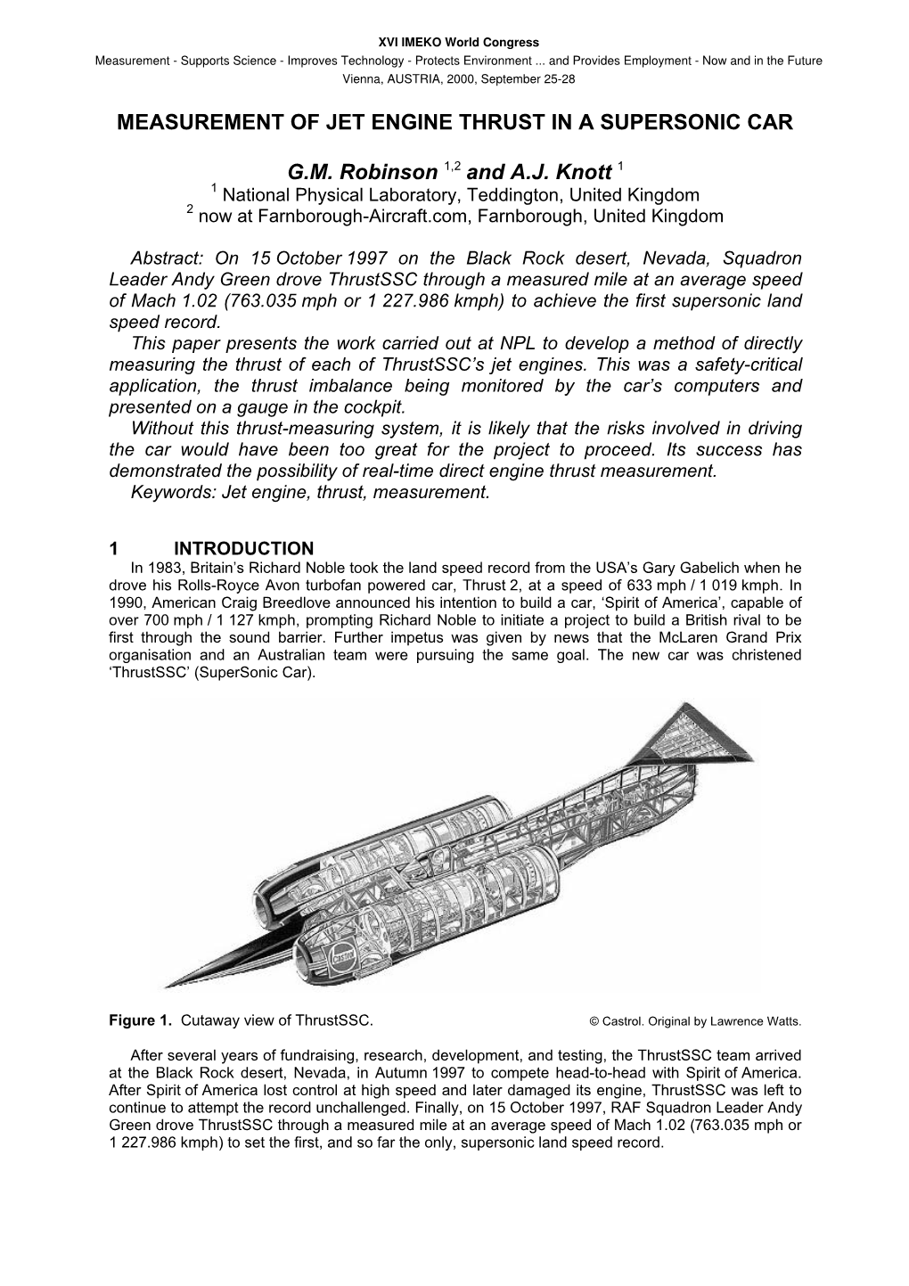 Measurement of Jet Engine Thrust in a Supersonic Car