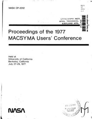 ' MACSYMA Users' Conference