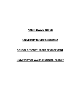 Owain Tudur University Number