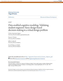 Validating Student Engineers' Fuzzy Design‐Based Decision