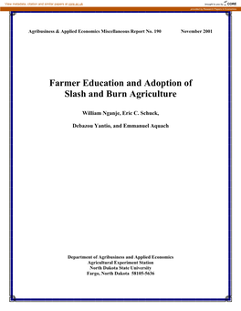 Farmer Education and Adoption of Slash and Burn Agriculture