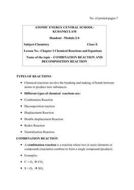 Handout Module 2 Chapter 1 Class X