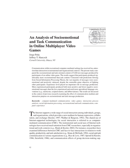 An Analysis of Socioemotional and Task Communication in Online