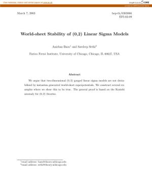 World-Sheet Stability of (0,2) Linear Sigma Models