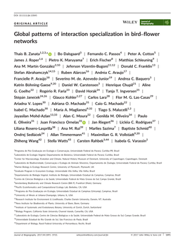 Global Patterns of Interaction Specialization in Bird–Flower Networks