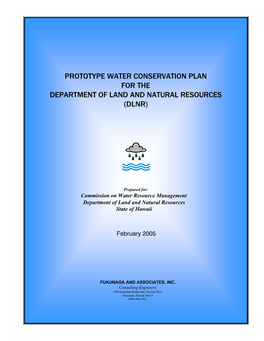 Prototype Water Conservation Plan for the Department of Land and Natural Resources (Dlnr)