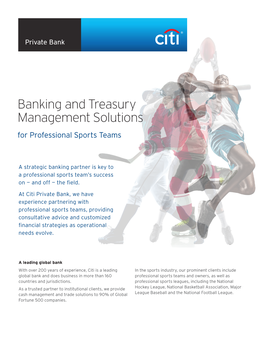 Banking and Treasury Management Solutions for Professional Sports Teams
