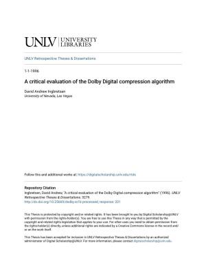 A Critical Evaluation of the Dolby Digital Compression Algorithm