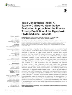 Toxic Constituents Index: a Toxicity-Calibrated Quantitative Evaluation Approach for the Precise Toxicity Prediction of the Hypertoxic Phytomedicine—Aconite