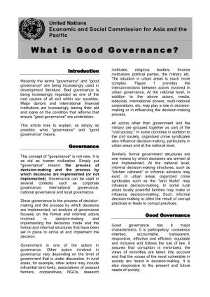 What Is Good Governance?