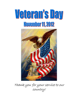 Thank You for Your Service to Our Country! a Letter to Our Veterans