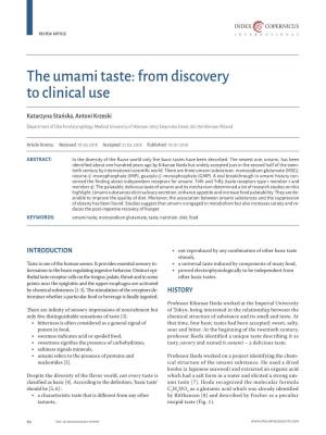 The Umami Taste: from Discovery to Clinical Use