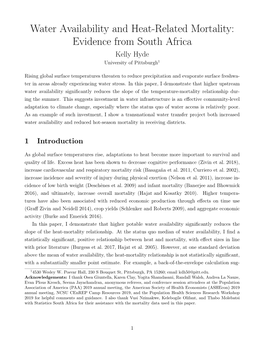 Water Availability and Heat-Related Mortality: Evidence from South Africa Kelly Hyde University of Pittsburgh1