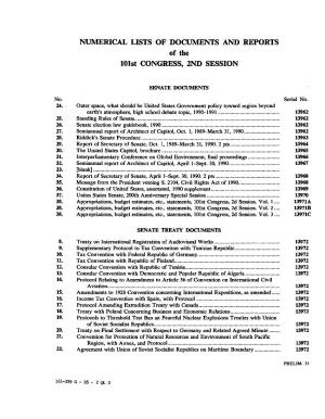 NUMERICAL LISTS of DOCUMENTS and REPORTS of the 101St CONGRESS, 2ND SESSION