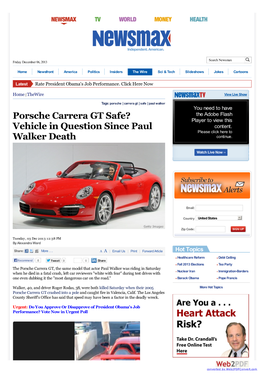 After Paul Walker's Death, Porsche Carrera GT Safety in Question