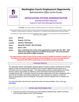 Washington Courts Employment Opportunity APPLICATION