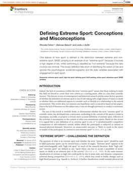 Defining Extreme Sport: Conceptions and Misconceptions