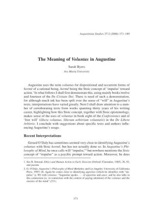 The Meaning of Voluntas in Augustine