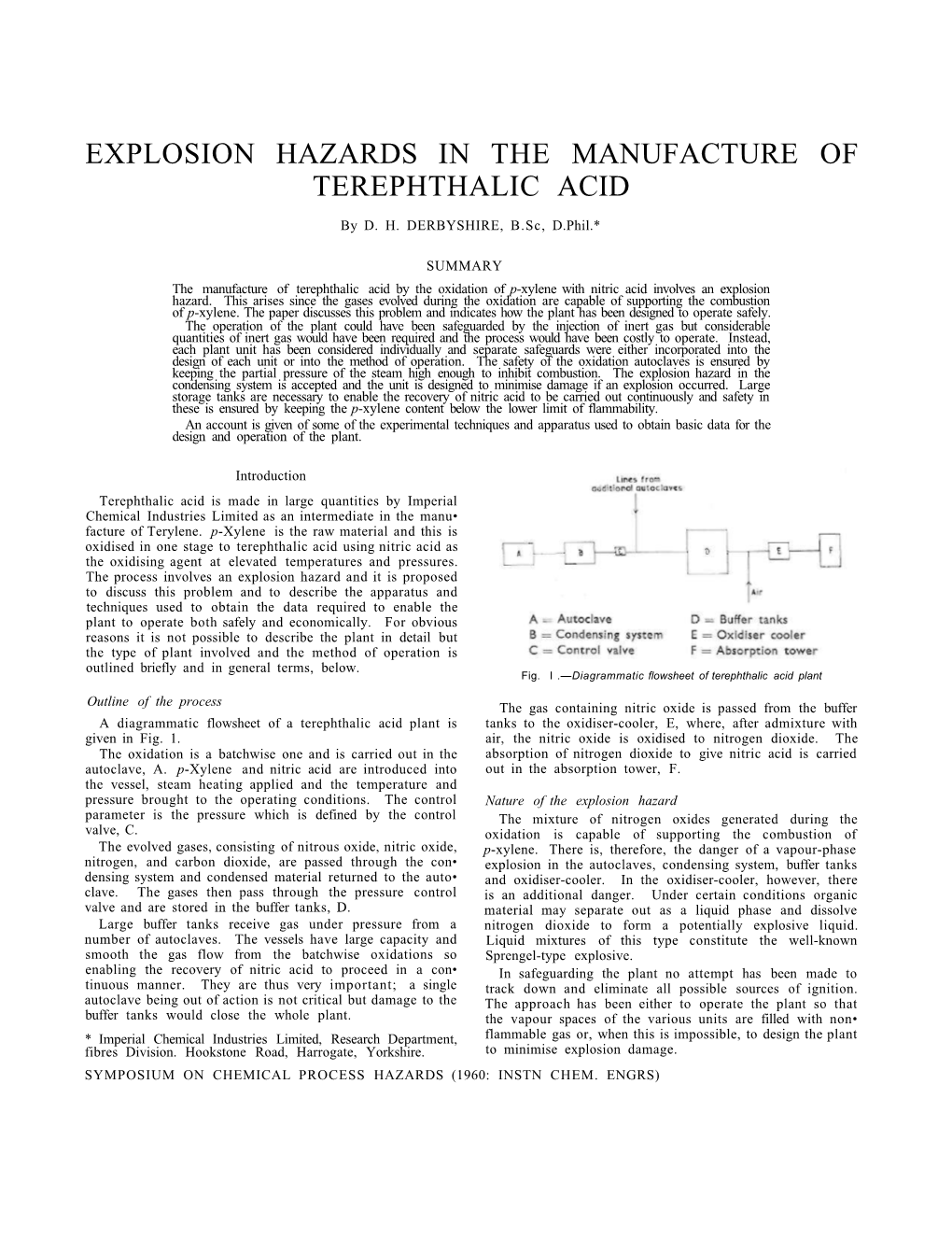 7. Explosive Hazards in the Manufacture of Terephthalic Acid D. H. Derbyshire View Document