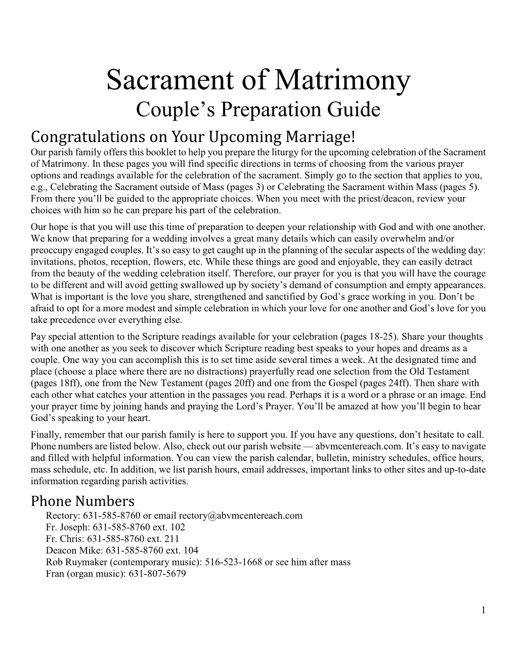 Sacrament of Matrimony