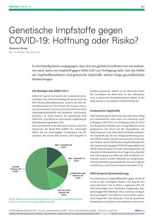 Genetische Impfstoffe Gegen COVID-19: Hoffnung Oder Risiko?