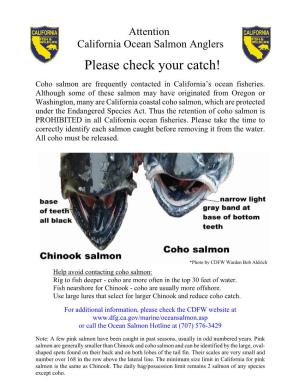 Attention California Ocean Salmon Anglers