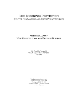 The Brookings Institution Center for Northeast Asian Policy Studies