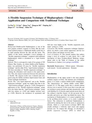 A Flexible Suspension Technique of Blepharoplasty: Clinical Application and Comparison with Traditional Technique
