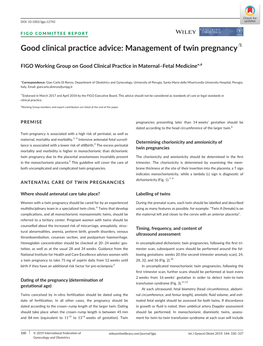 Management of Twin Pregnancy