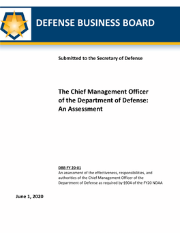 The Chief Management Officer of the Department of Defense: an Assessment