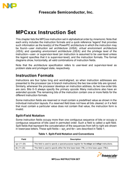 Mpcxxx Instruction Set