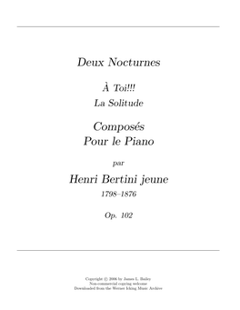 Deux Nocturnes Composés Pour Le Piano Henri Bertini Jeune