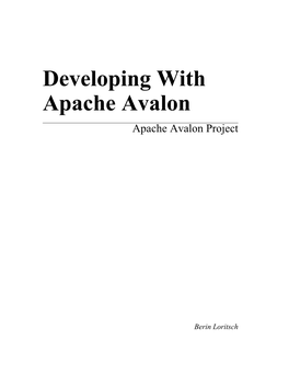 Developing with Apache Avalon Apache Avalon Project