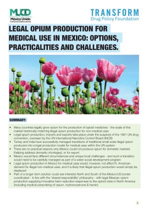 Legal Opium Production for Medical Use in Mexico: Options, Practicalities and Challenges