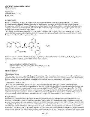 Indinavir Sulfate Capsule Merck & Co., Inc
