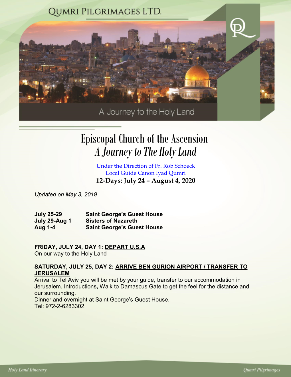 A Journey to the Holy Land Episcopal Church of the Ascension