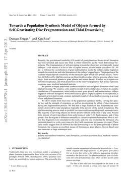 Towards a Population Synthesis Model of Objects Formed by Self
