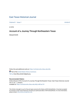 Account of a Journey Through Northeastern Texas