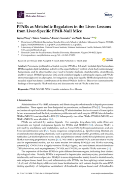 Lessons from Liver-Specific PPAR-Null Mice