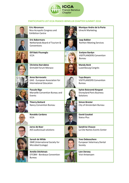 Participants List Icca France-Benelux Chapter Summit 2018